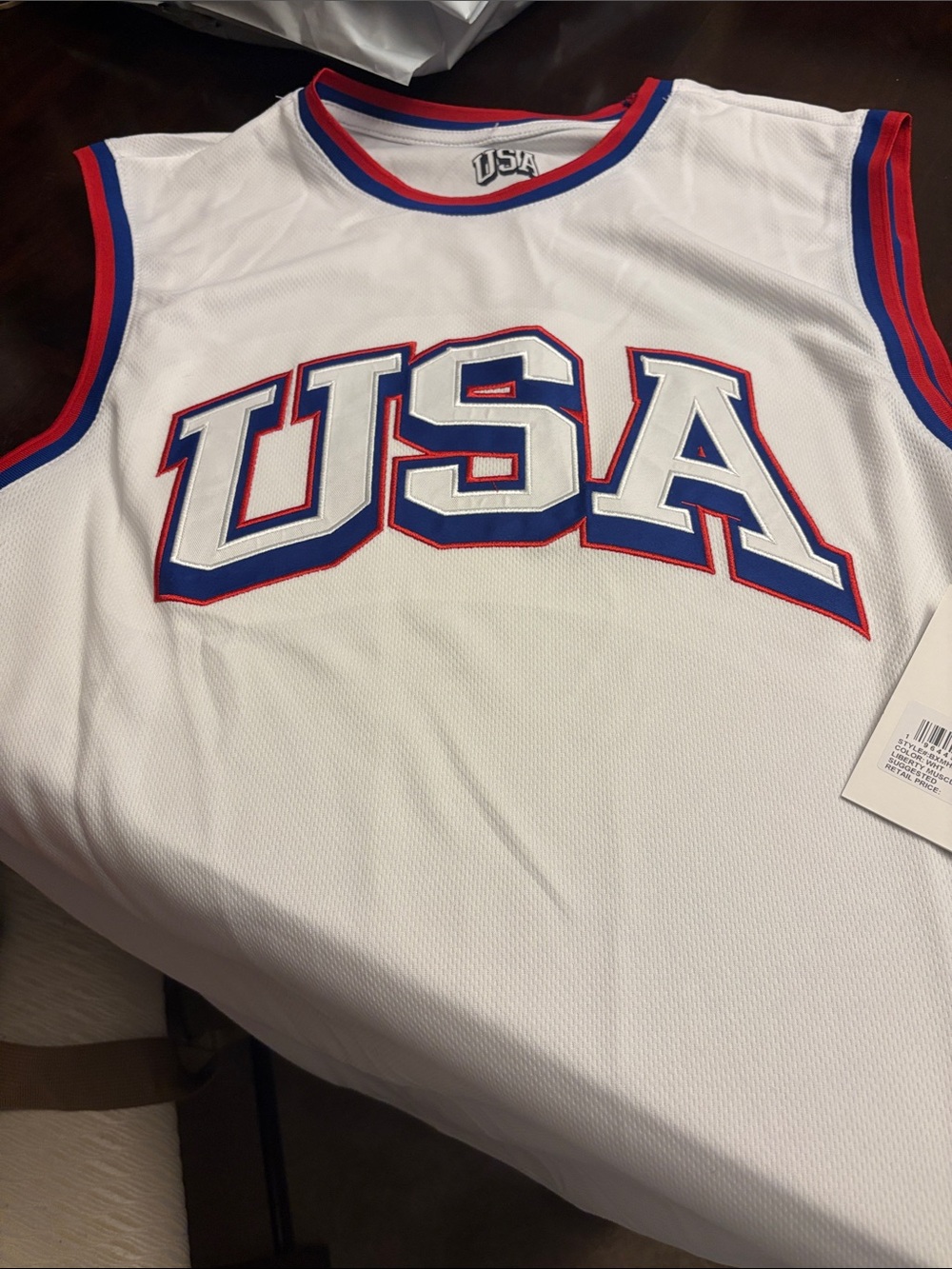 USA White Red & Blue Basketball Jersey - Patriotic Home Games Top